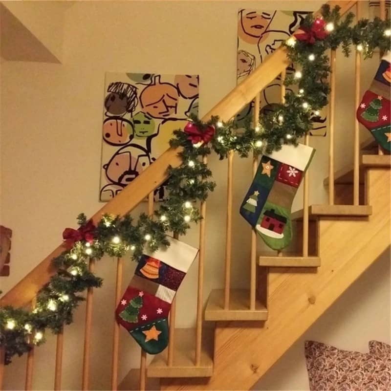 Weihnachts Deko Lichterkette Tannen Girlande Silber