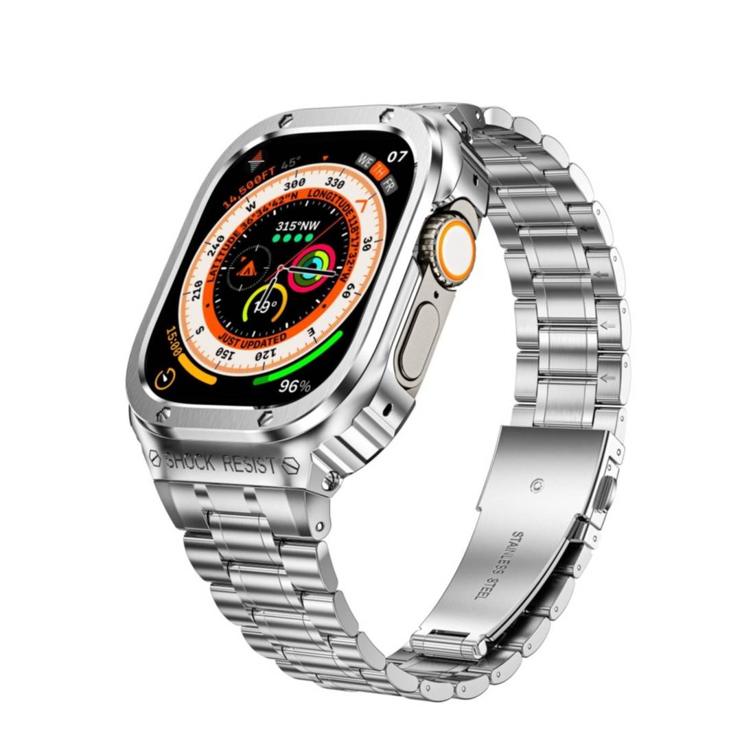 Apple Watch Ultra (49mm) Armband + Bumper Case Silber Apple Watch Ultra (49mm) Armband + Bumper Case Silber