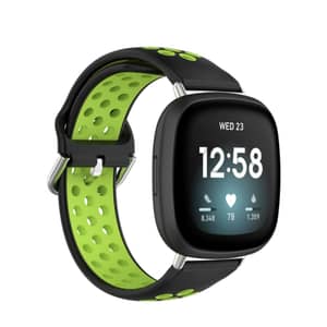 NicMool Silikon-Armband Für Fitbit Versa 4/3, Sense 2/1 - Graviertes Design, Weiches Material, Schwarz