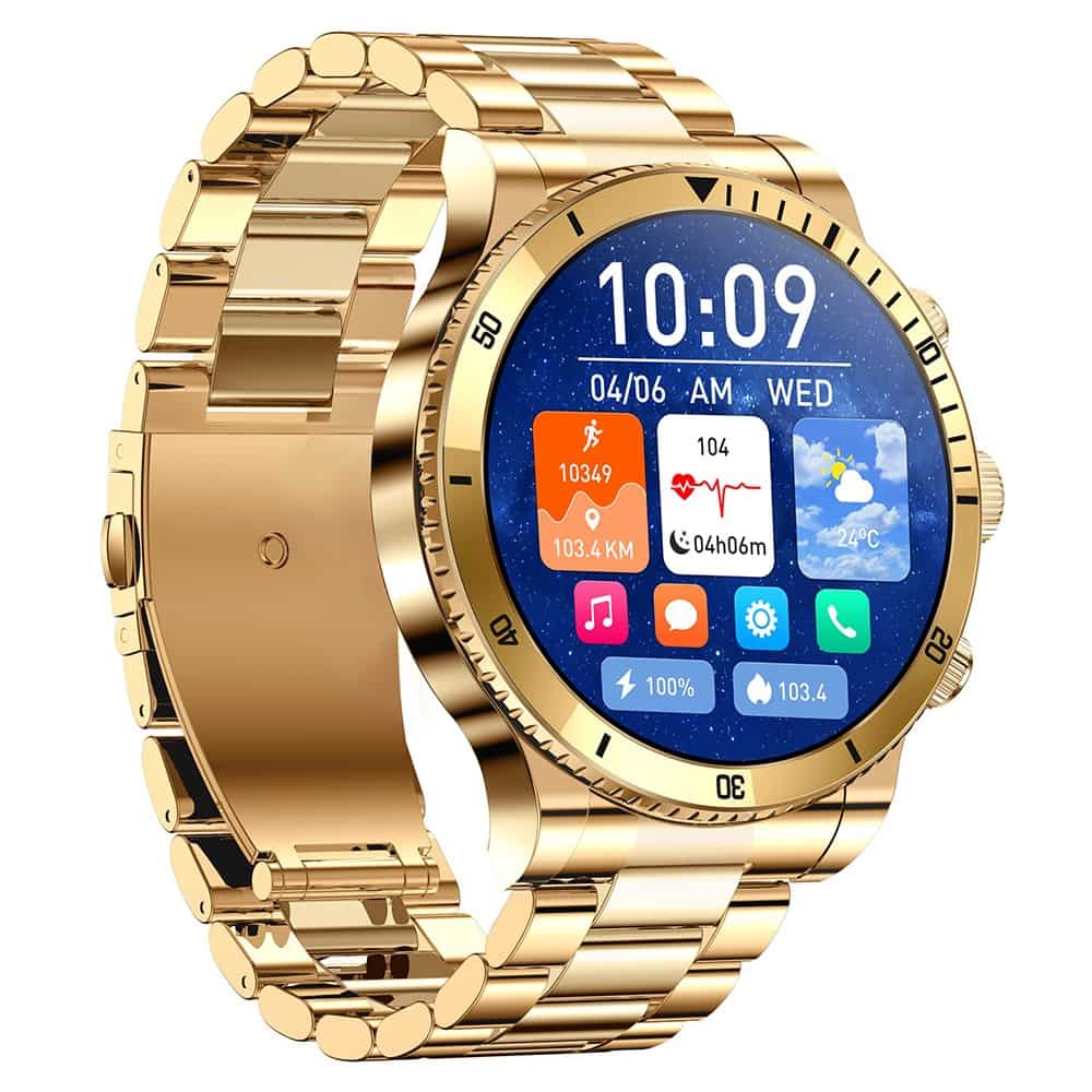 Fitness Tracker Edelstahl Armband Gold IP67 - Main Image