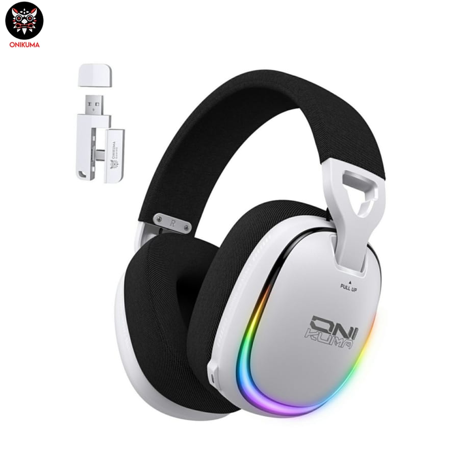 Onikuma - GT805 Over-Ear Gaming Kopfhörer mit Bluetooth / 2.4 Ghz und RGB - Weiss - Bild 1