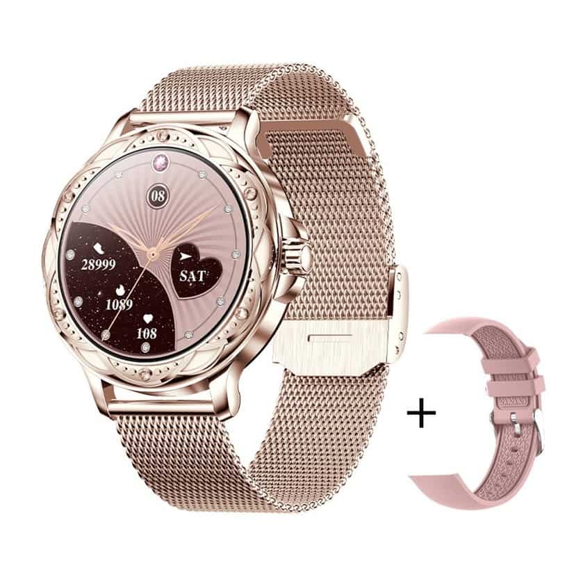 Frauen Smart Watch Fitness Tracker Gold Rosa