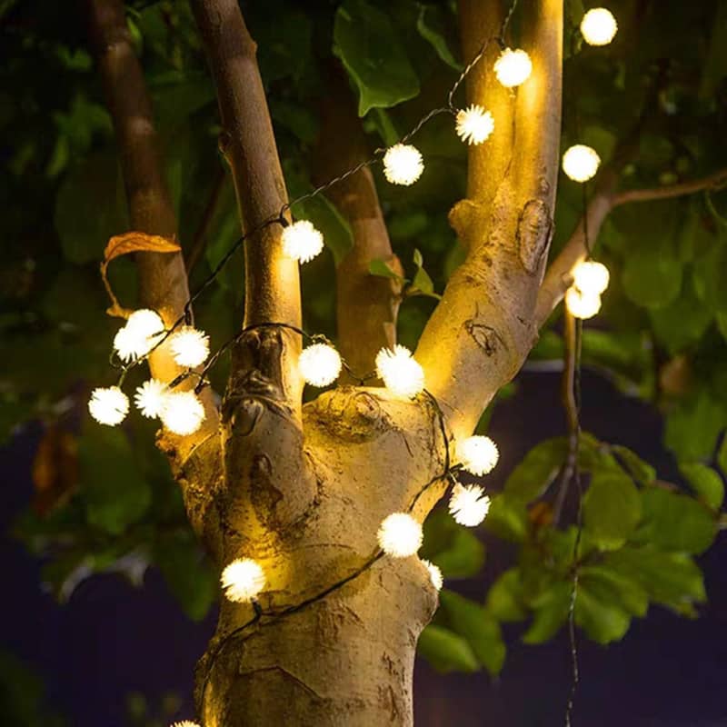 6.5m LED Solar Lichterkette Pusteblumen Warmweiss