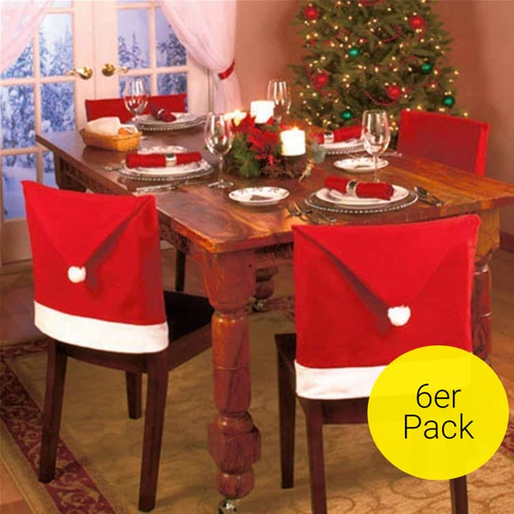 6er Set) Christmas Stuhlüberzug Weihnachts Deko