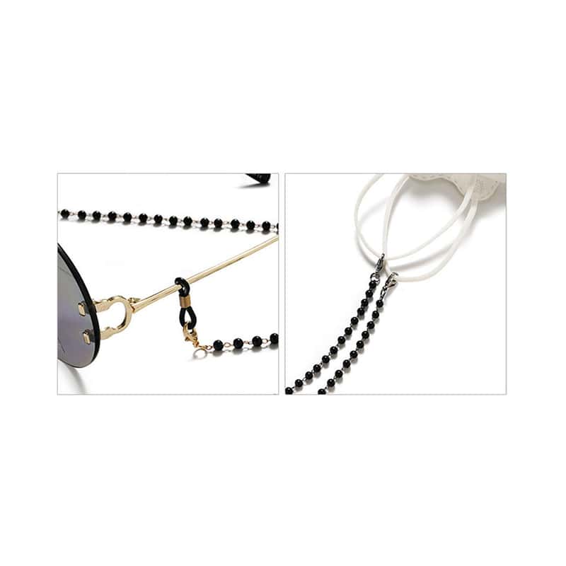 70cm) Eyewear Halter Brillenkette Perlen Schwarz