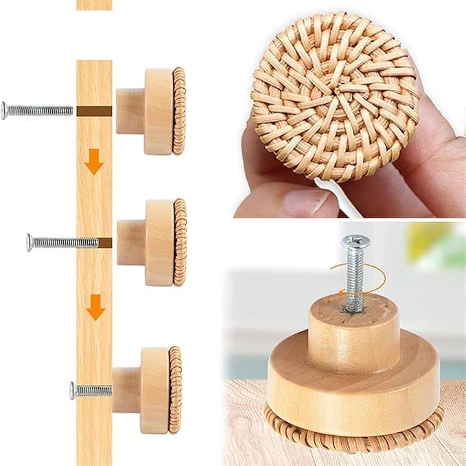 Ø40mm) Rattan Schrankgriff Home Deko Halte Knauf