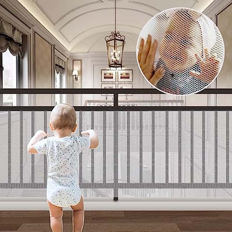 (80x300cm) Kinder Schutz Netz Baby Sicherheitsschutz Treppen / Balkon  Geländer Barriere - Weiss