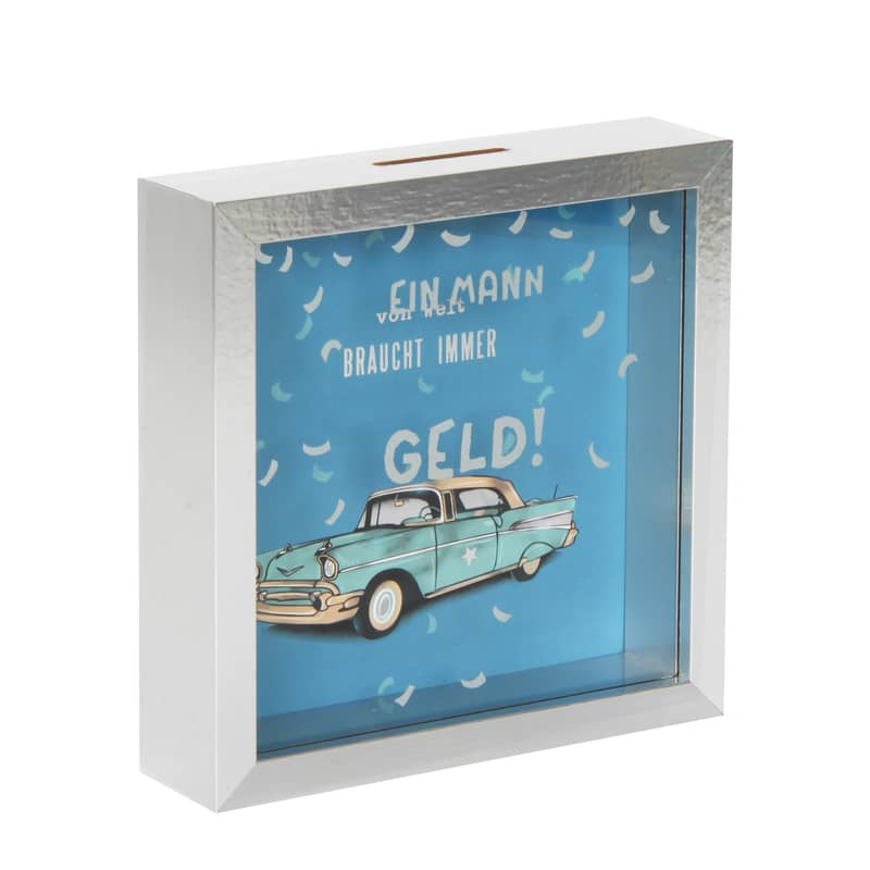 Holzrahmen Sparkasse Ein Mann von Welt Geschenkidee
