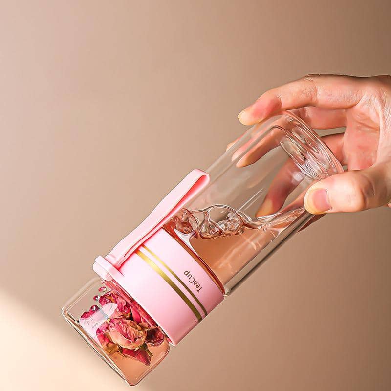 Doppelwandige Glas Tee Flasche Thermo Becher Teekanne
