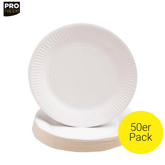 PROnappe (50er Set) Ø23cm Einweg Pappteller Weiss