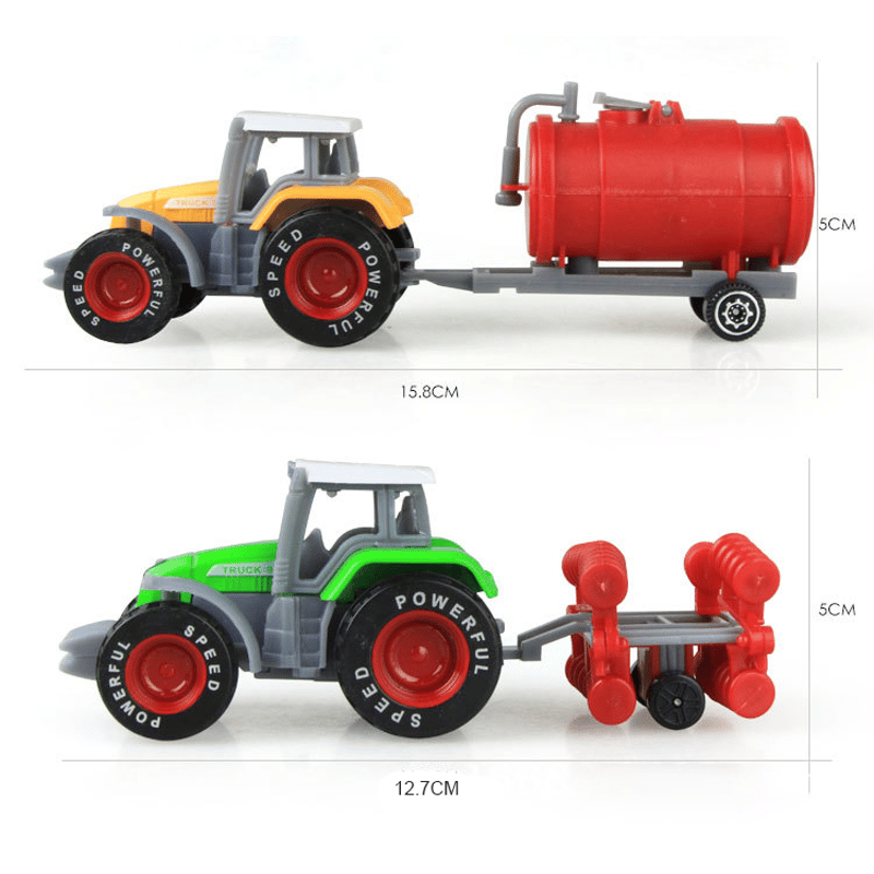 4 teiliges Set Traktor mit 4 Anhängern 