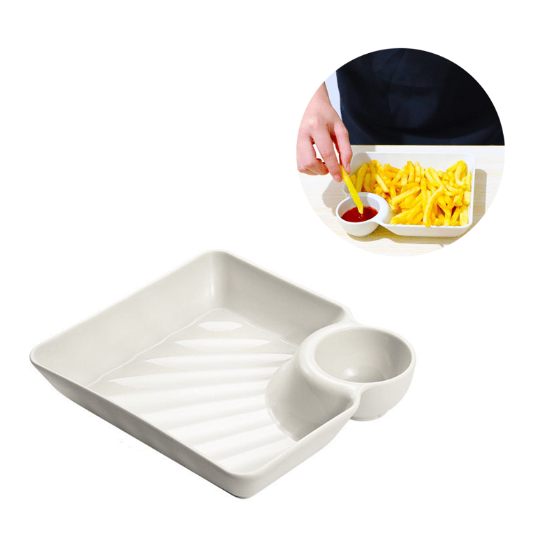 180x165mm) 2-fach Teller Dip mit Saucen Schälchen