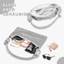 Glitzer-Clutch Silber Für Damen - Elegante Abendtasche Mit Kette Für Hochzeit & Party