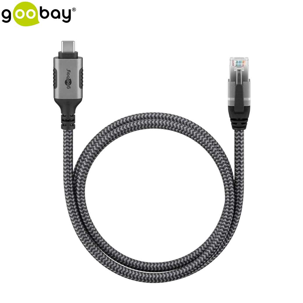 Goobay CAT 5e Netzwerkkabel 2m Grau | Flexible LAN Verbindung | Für Home Office