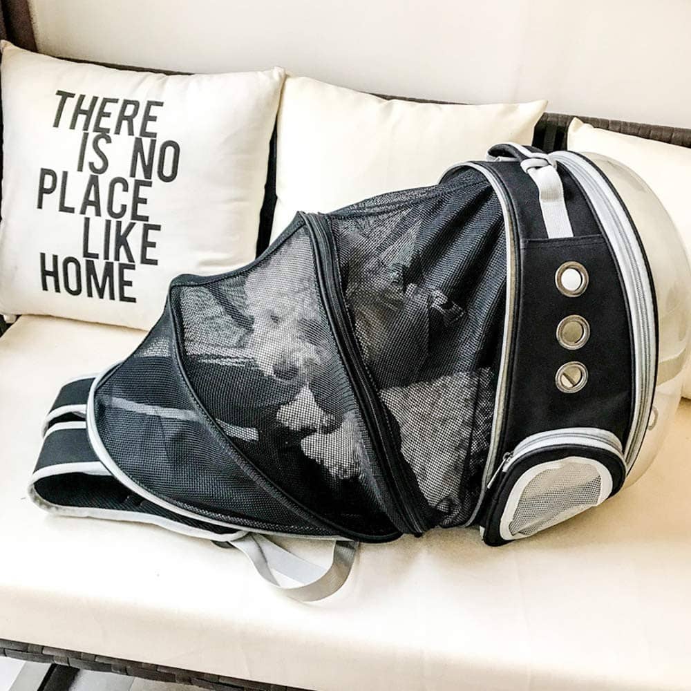 Haustier-Rucksack Mit Blasenfenster & Astronauten-Design – Mint-Schwarz Mit Katzenmuster