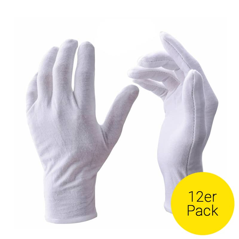 12er Set) Elastische Baumwoll Spa Handschuhe Weiss