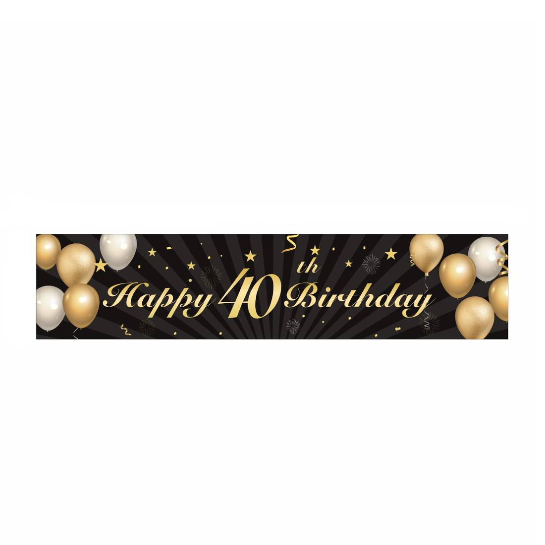 40. Geburtstag Hintergrund-Banner – Schwarz-Gold, 150x100 Cm, Wiederverwendbar Für Mottoparty & Fotos