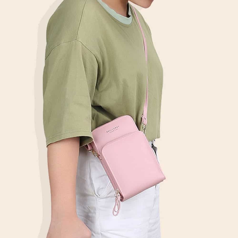 18x12x5cm) Leder Umhängetasche Crossbody Bag Schwarz