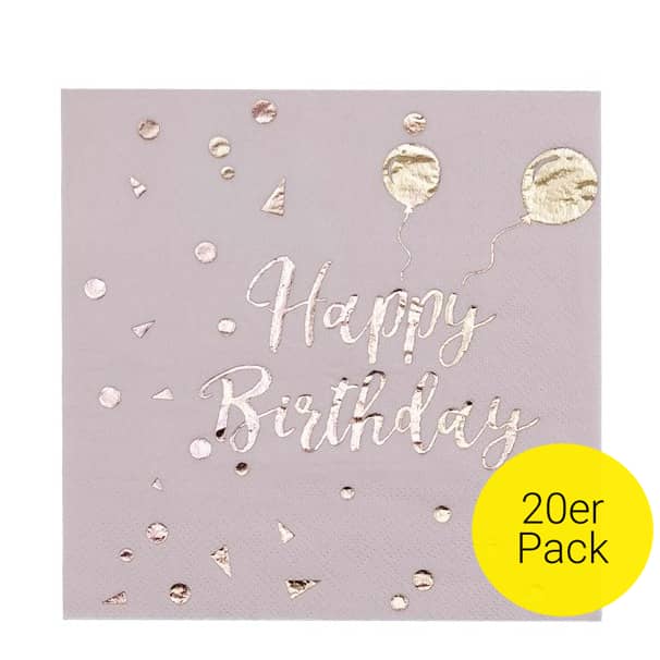 20er Pack Servietten Happy Birthday Bunt, 33x33 Cm, 3-lagig, Aus FSC-Papier - Perfekt Für Geburtstagspartys