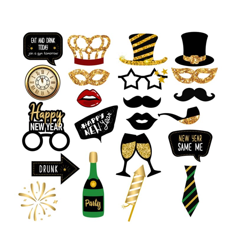 22er Set) Photo Booth Foto Requisiten Silvester