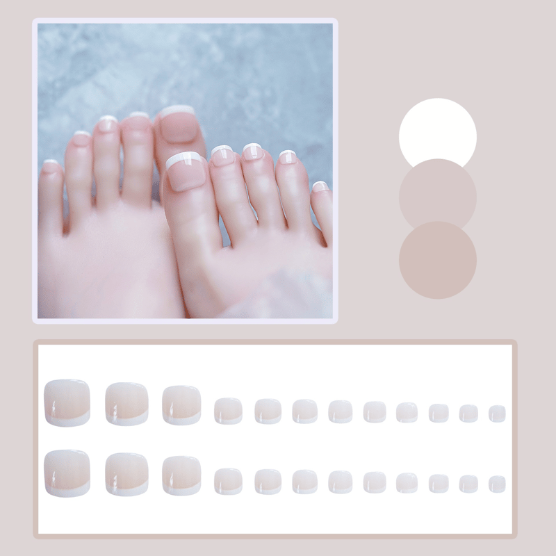 24er Set) Zehen Kunstngel Press On Nails French
