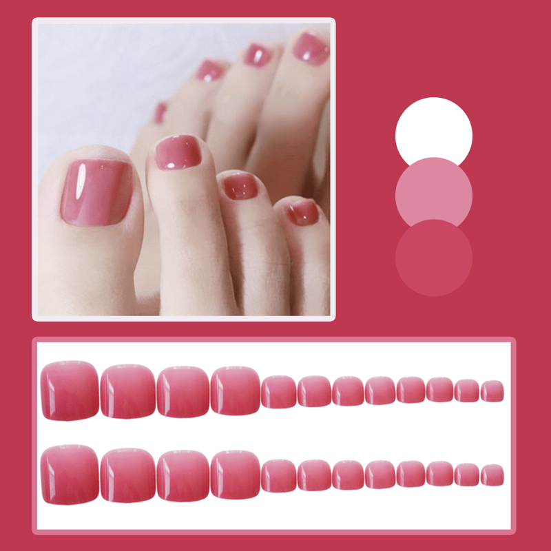 24er Set) Zehen Kunstngel Press On Nails - Pink