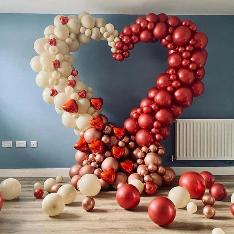 Ballongirlande + Ständer - Rotes Herz - 160cm