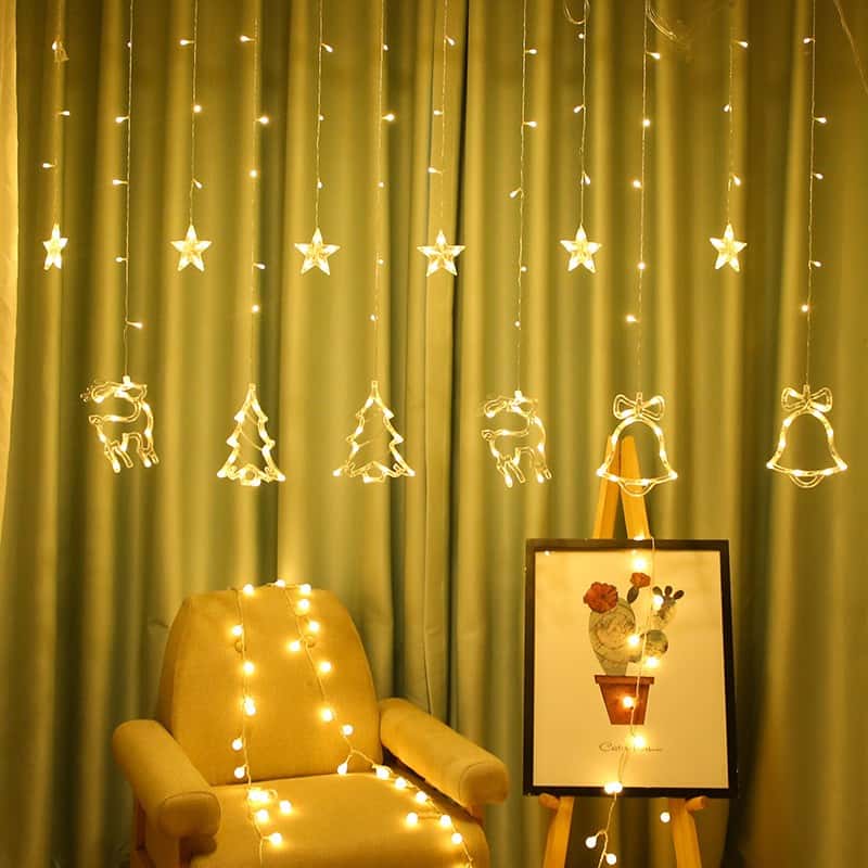 2.5m) LED Weihnachts Lichterkette Vorhang Warmweiss