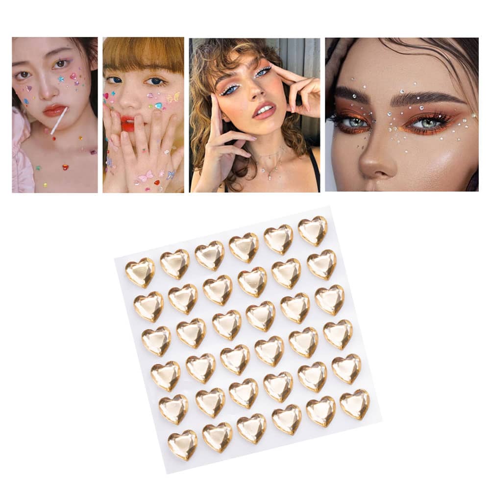 Dazzhues Selbstklebende Herz-Strasssteine – 1920 Stück, Acryl, Für Face, Nägel, DIY, Valentinstag