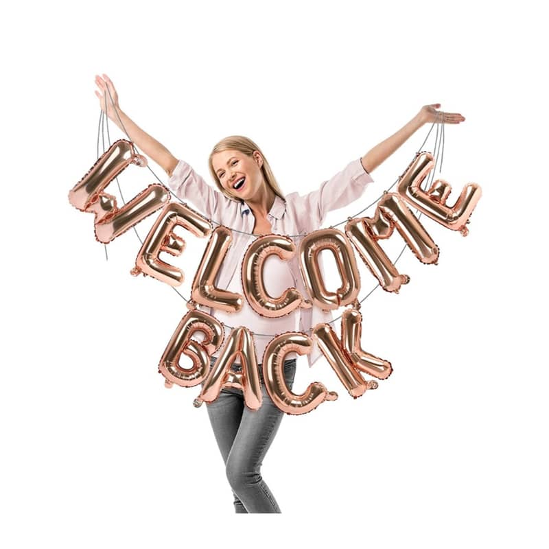 40cm) Welcome Back Folienballon Girlande Roségold