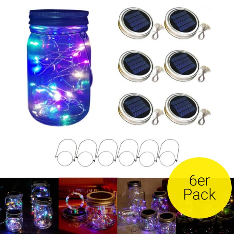 Ø7cm LED Solar Glas Flaschenlicht Beleuchtung Bunt