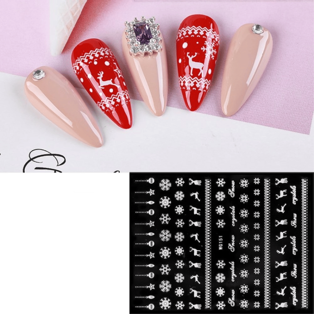 Weihnachtliche Nagelsticker – 9 Blatt Selbstklebende Nail Art Aufkleber Für Festliches Nageldesign