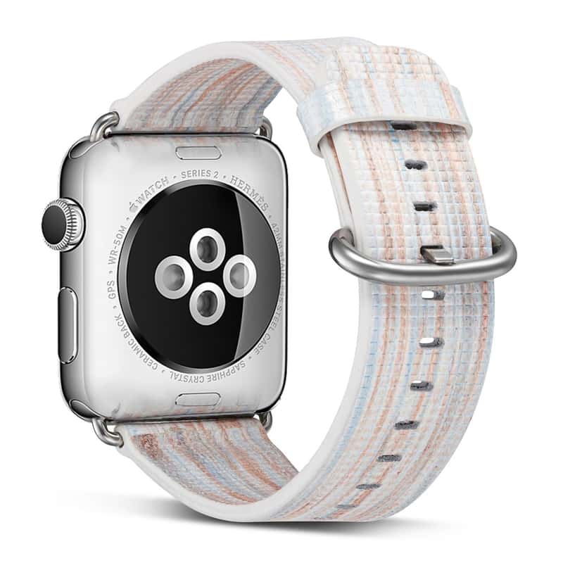 apple watch 38mm 40mm leder armband stripes weiss