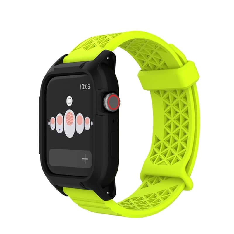Apple Watch 44mm Silikon Armband Case Gelb Schwarz