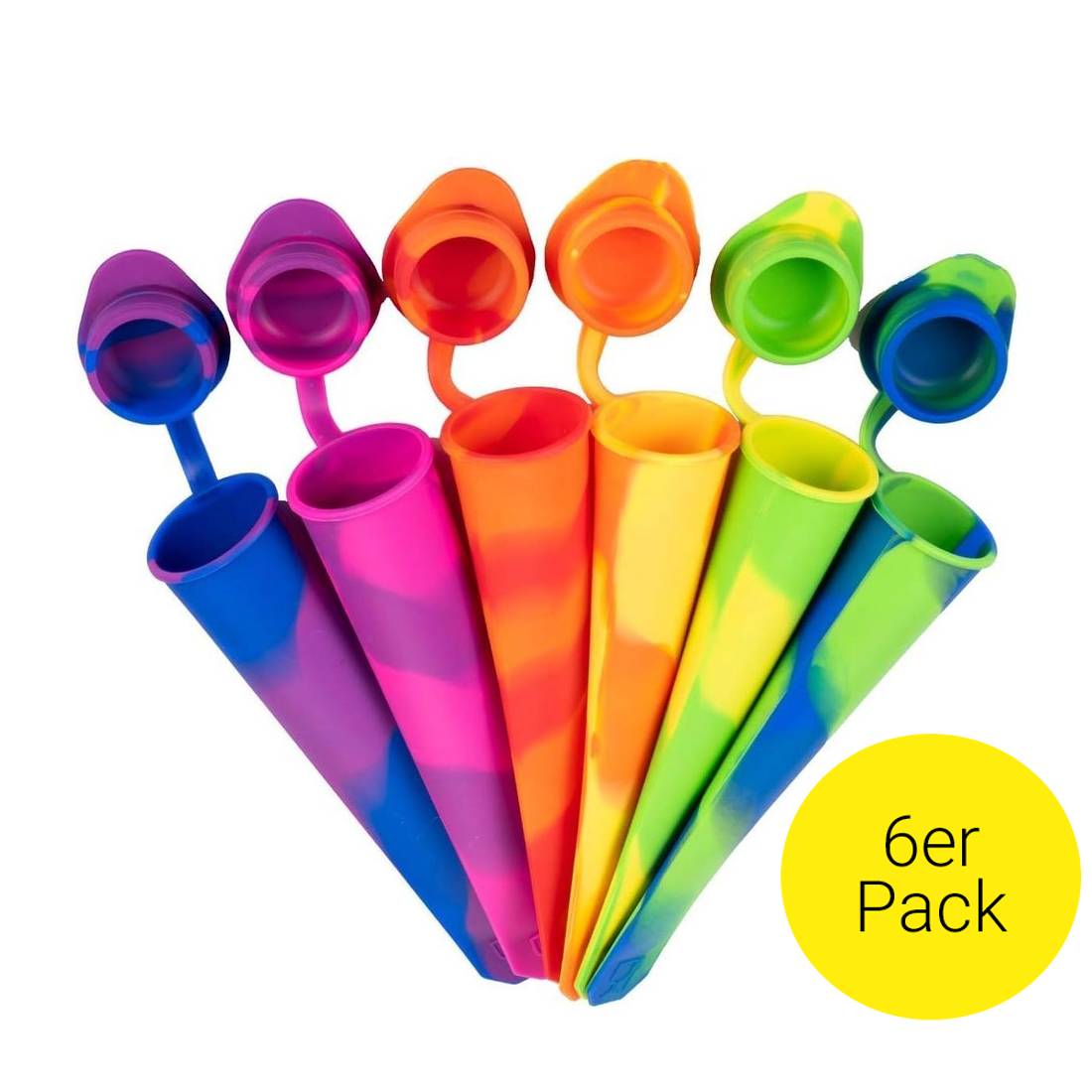 6x Eis-Pops - Wasser-Eis Zum Selber Machen - Flexible Silikon-Formen