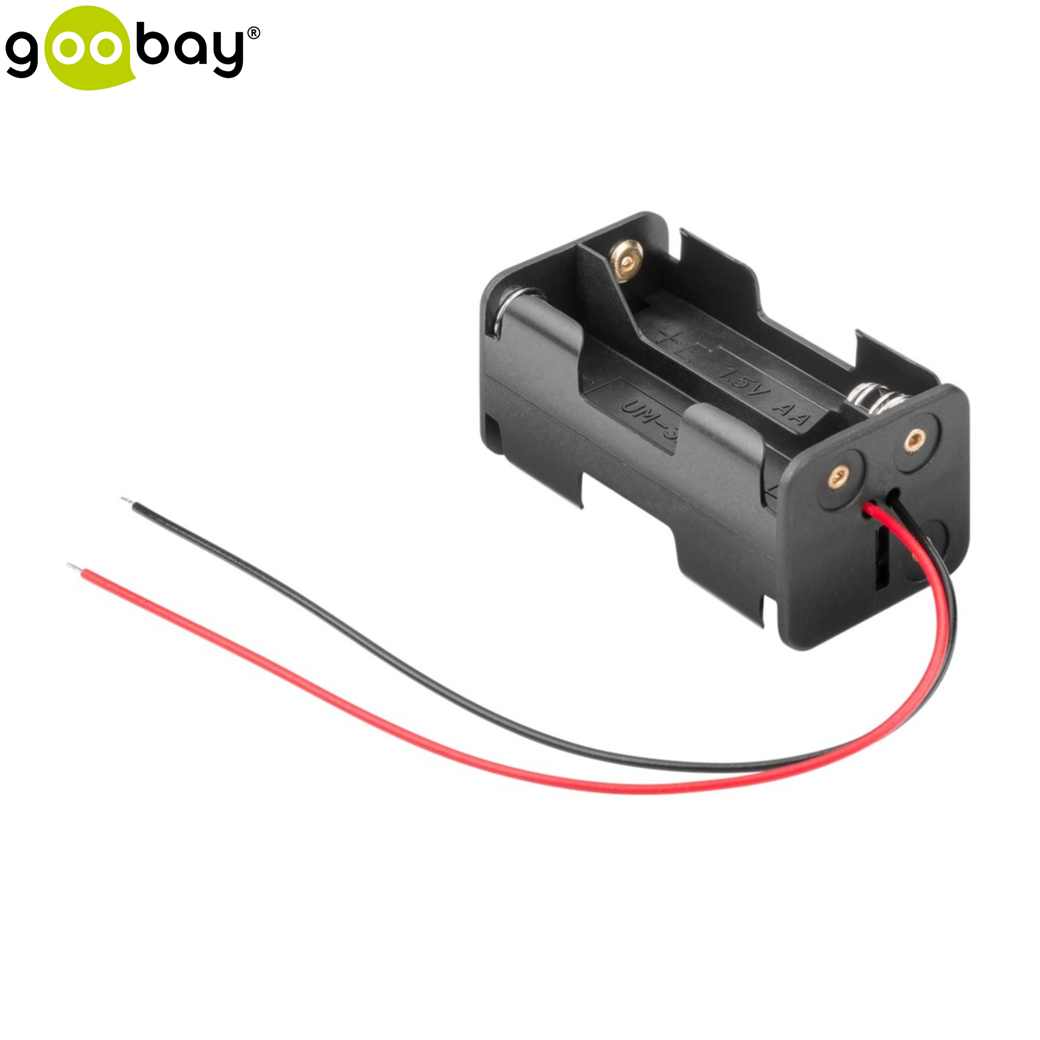 Batteriehalter Für 2x AA Mignon - 10 Stück Mit Anschlusskabel