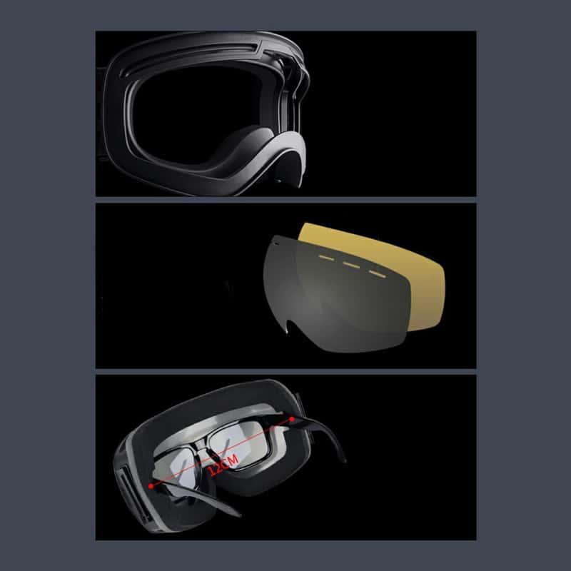 Obaolay Ski Sportbrille Slim Frame Schwarz Silber