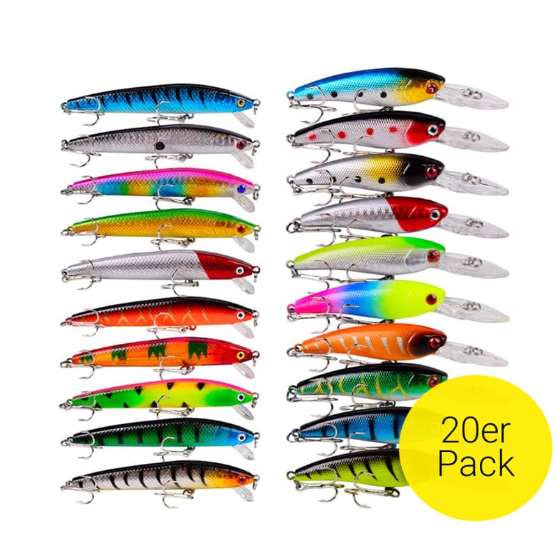 20er Set Angelkder Wobbler fr Barsch/Forelle/Lachs