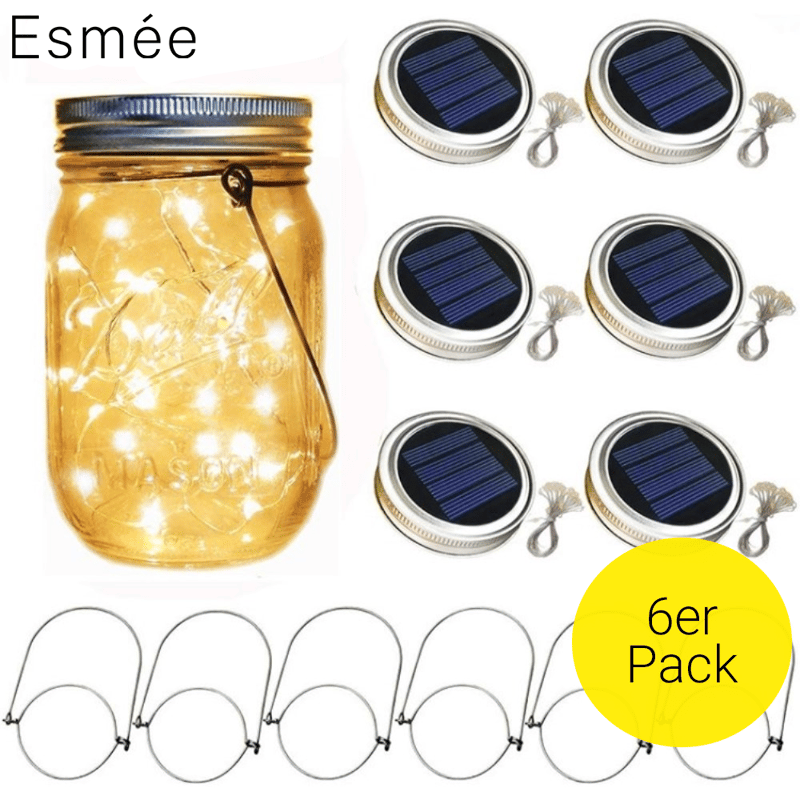 6er Set) 20 LED's Solar Flaschenlicht Deckel Laterne