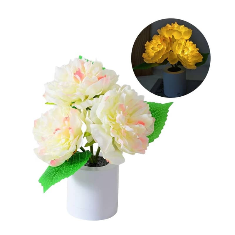 LED Pfingstrose 3 Blüten Deko Lampe Blumen Nachtlicht
