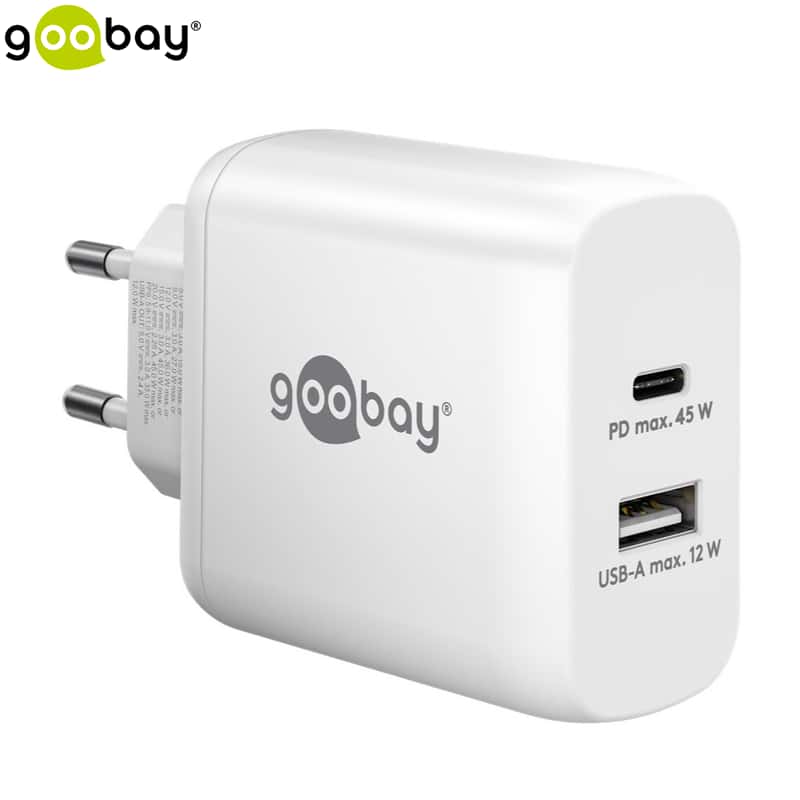Goobay (45W/3A) USB A / C GaN Ladegerät PD Weiss