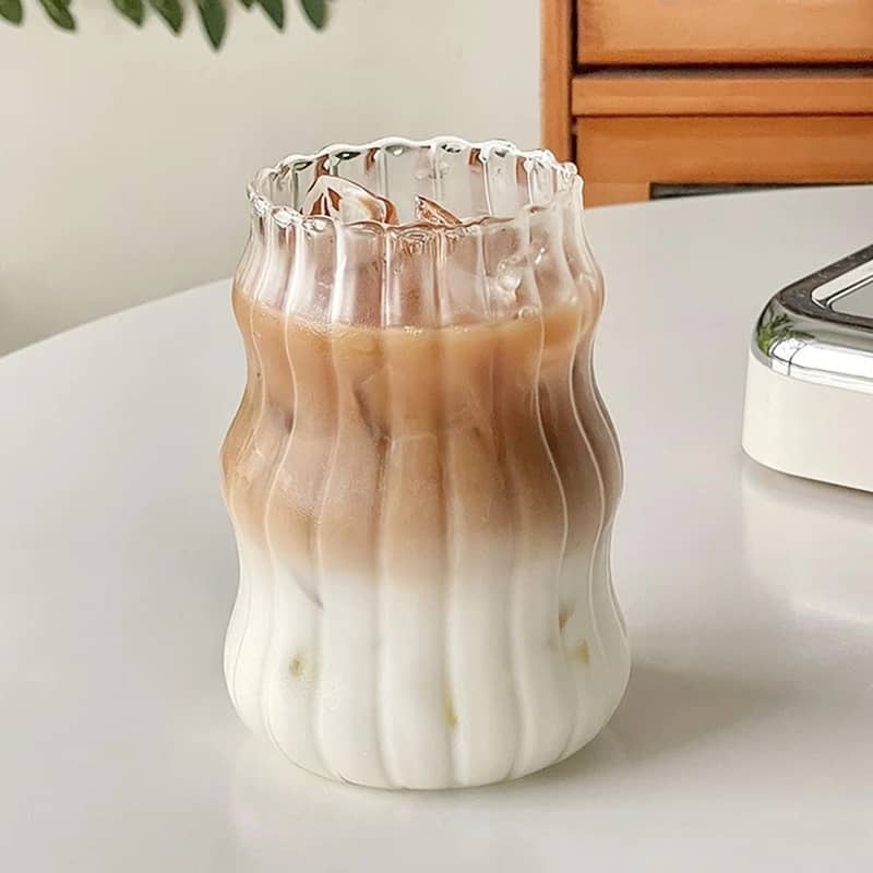 500ml) Wellen Glas Gestreiftes Trinkglas Getränke