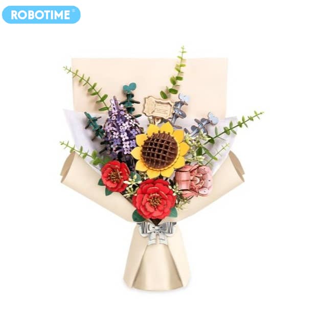Puzzle 3D Bois ROBOTIME - Bouquet De Fleurs à Construire - Déco Intérieure - Cadeau Creative