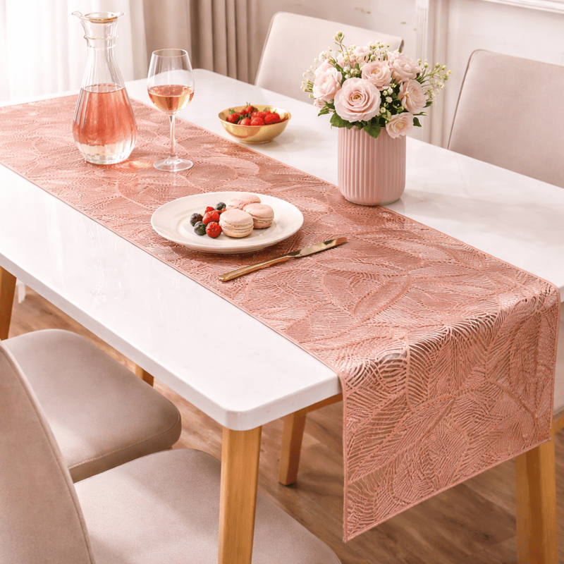 35x180cm Tischläufer Tisch Deko Blätter Roségold