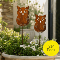 2er Set) Metall Rost Eule Pflanzen Stecker Garten