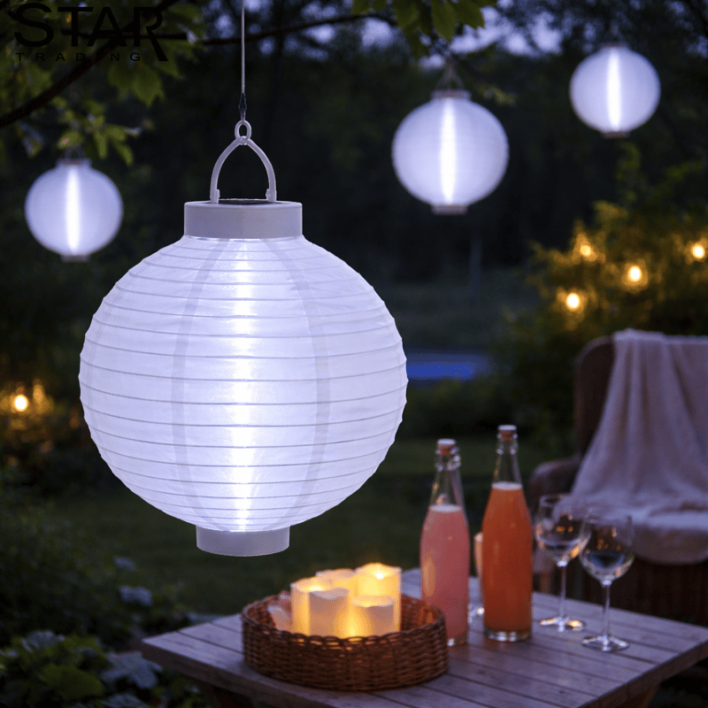 StarTrading Ø20cm LED Deko Solar Laterne Kaltweiss