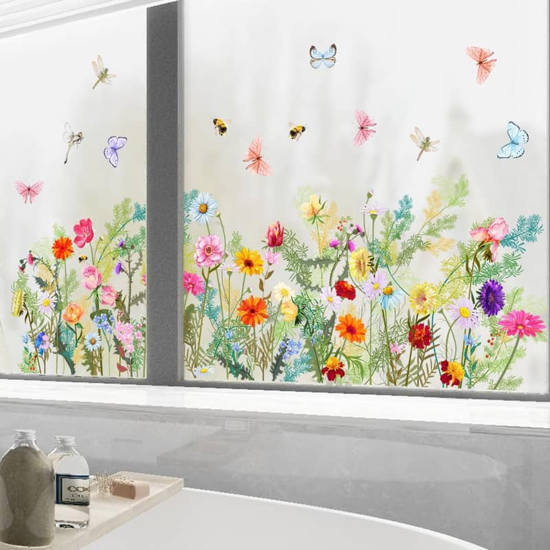 14er Set Frühling Fenster Folien Aufkleber Home Deko