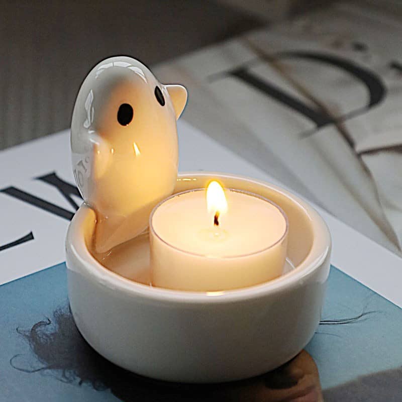 7x7cm Keramik Deko Geist Teelicht Halter Halloween