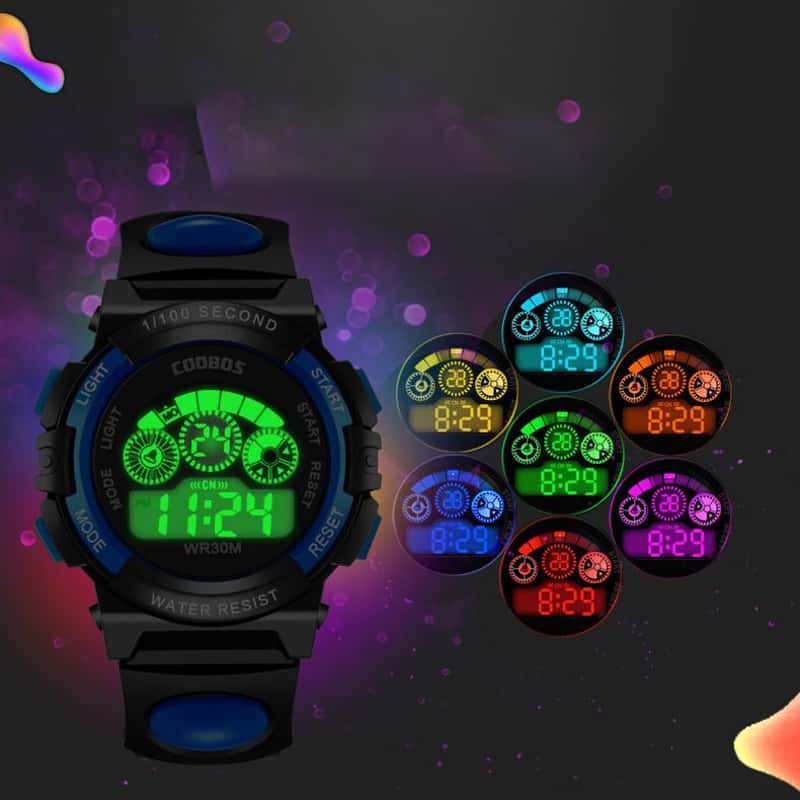 Digitale Kinder Armbanduhr Wasserdichte Uhr Schwarz