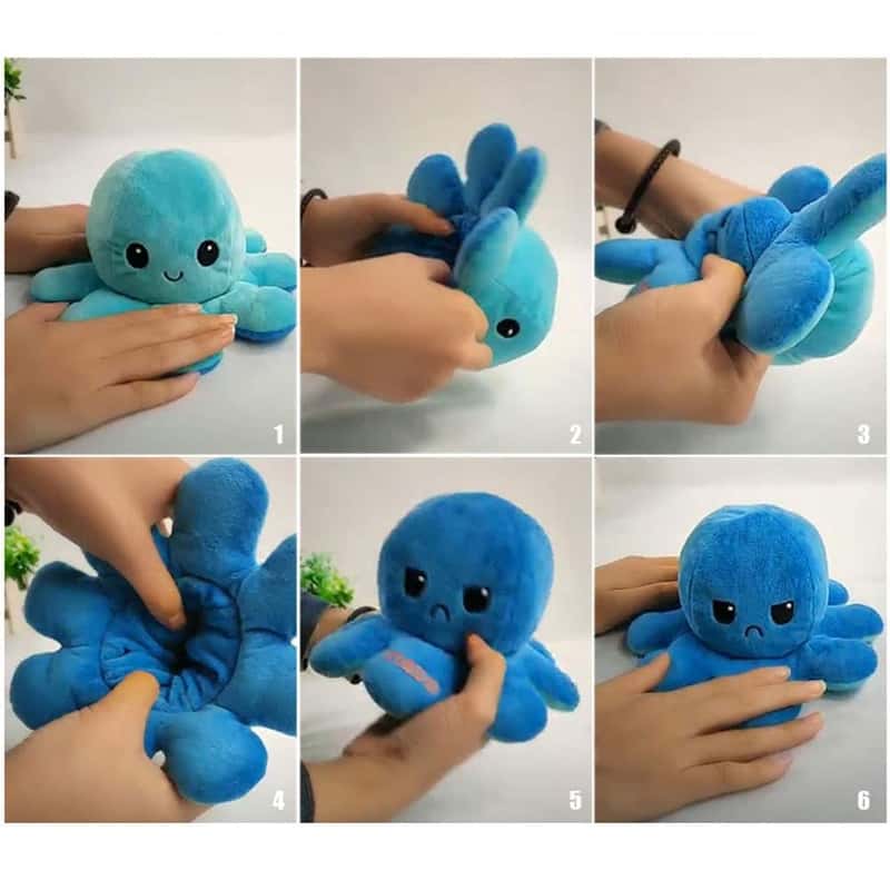 Xxl Doppelseitiger Mood Oktopus Pluschtier Rosa Blau